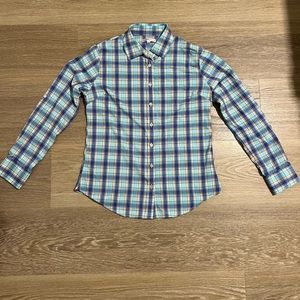 Peter Millar Women’s Nylon Plaid Button Down Golf Shirt‎ Size Medium